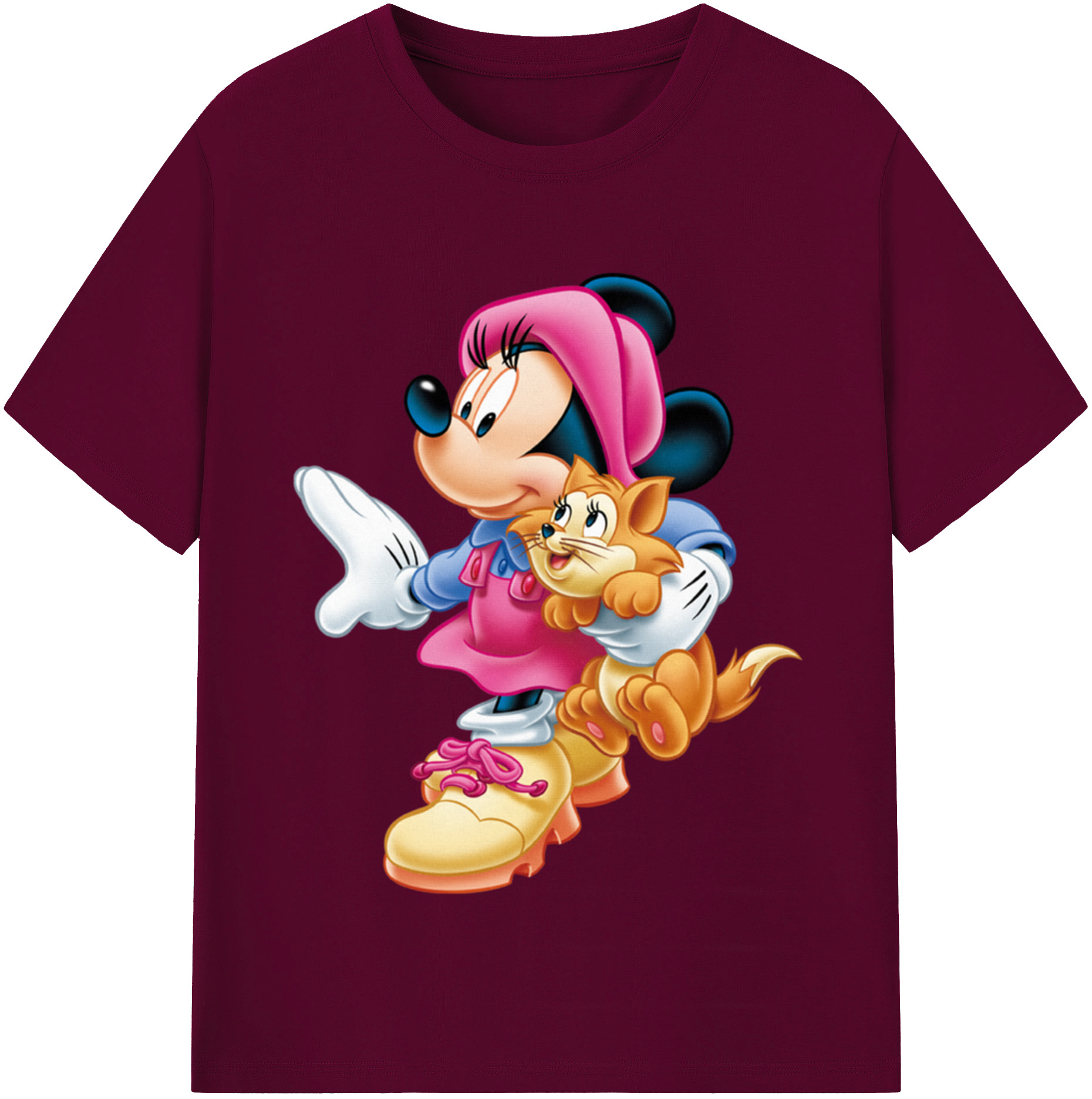 （画像用） ミッキーマウス Mickey Mouse レディースカジュアルプリントTシャツ（綿100％）